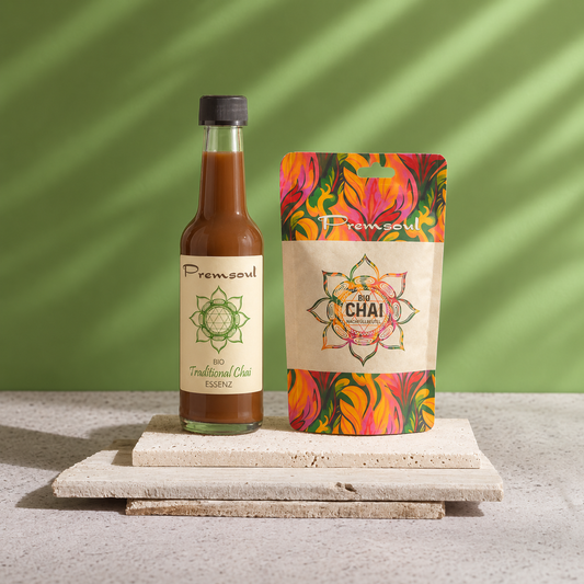 Premsoul Chai Ritual Starter Bundle with Traditional Chai Essenz and refill pouch